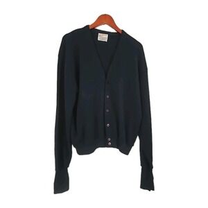 Vtg London Fog Cardigan Sweater Mens XL Blue Mr. Rogers Retro Acrylic USA